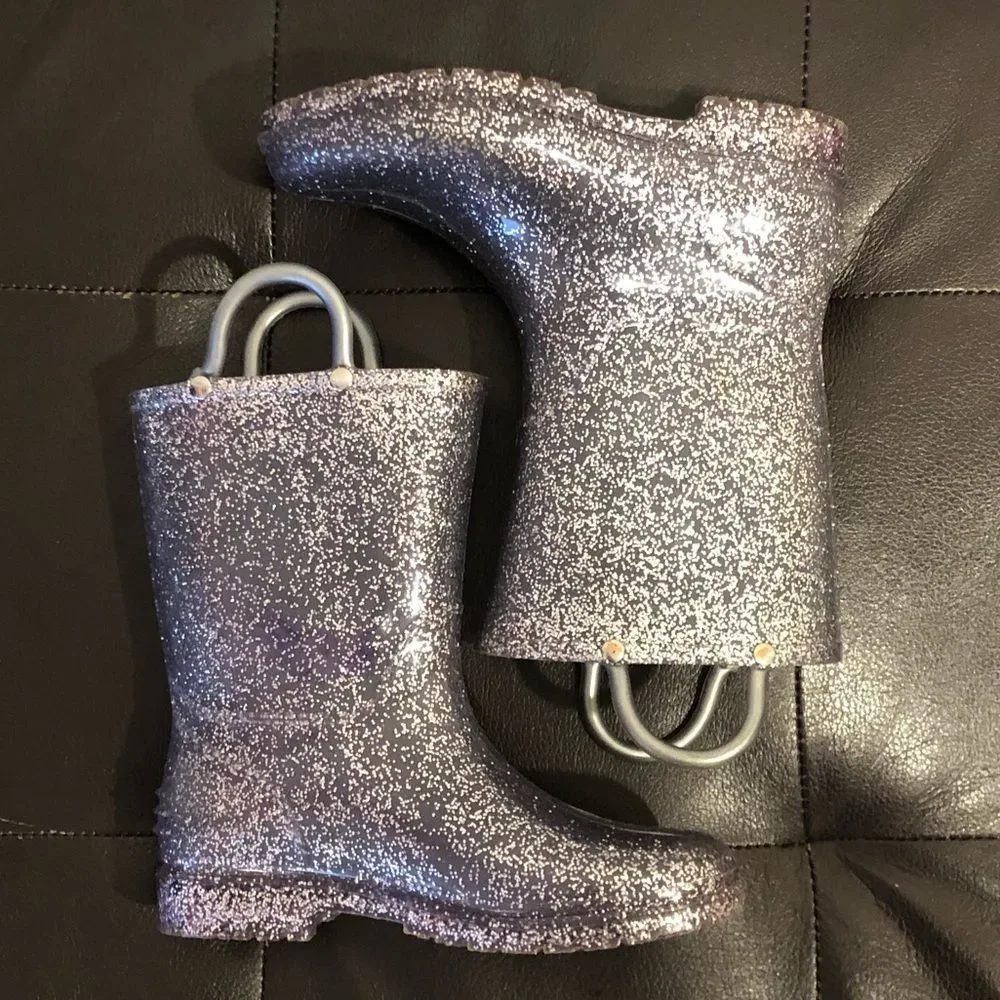 Silver glittered rain boots